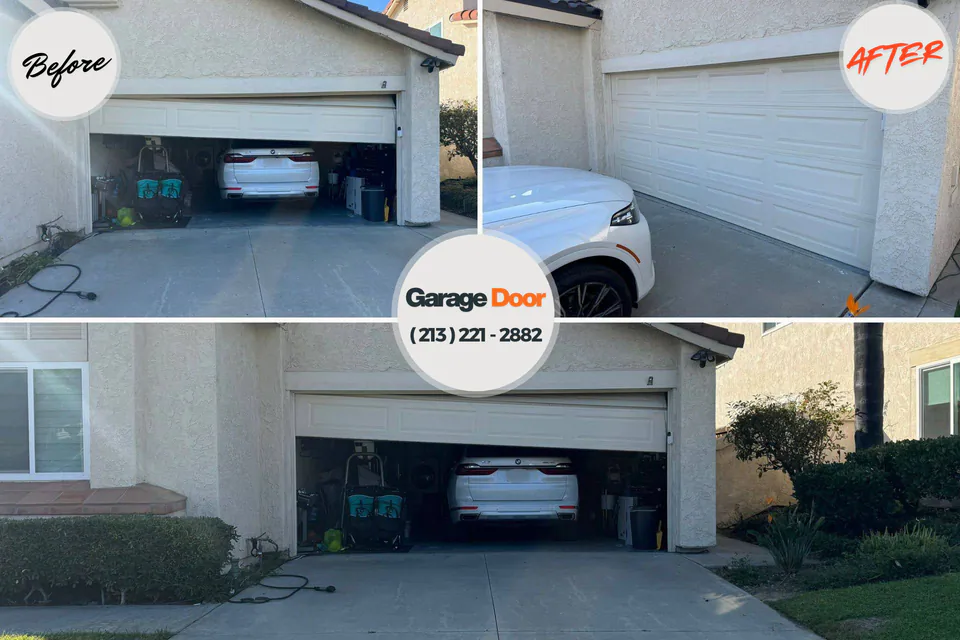 Before and after: garage door repair Stillman Valley, IL